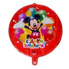 Шар фольгированный "С днем рождения", Микки Маус, круг 45 см - Фото 3