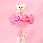 Букет «От всего сердца», с мишкой, 7 цветков, цвет розовый - Фото 2