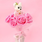 Букет «От всего сердца», с мишкой, 7 цветков, цвет розовый - Фото 3
