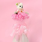 Букет «Для тебя», с мишкой, 7 цветков, цвет бело-розовый, 14 см х 14 см х 26 см - Фото 3