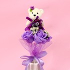 Букет с мишкой «Для тебя», 3 цветка, цвет фиолетовый - Фото 2