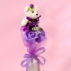 Букет с мишкой «Для тебя», 3 цветка, цвет фиолетовый - Фото 3
