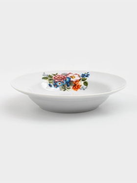 Тарелка глубокая Добрушский завод «Букет цветов», 500 мл, d=24 см, фарфор, белая  (артикул 1303879)  большой выбор товаров оптом и в розницу по низким ценам с доставкой