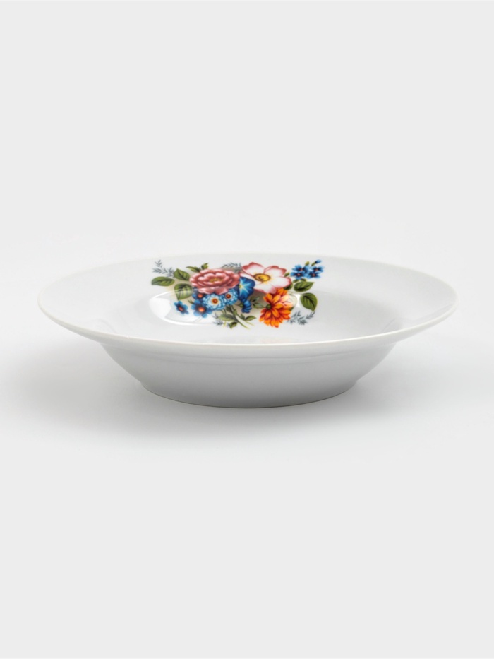 Тарелка глубокая Добрушский завод «Букет цветов», 500 мл, d=24 см, фарфор, белая - Фото 1