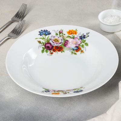 Тарелка глубокая Добрушский завод «Букет цветов», 500 мл, d=24 см, фарфор, белая