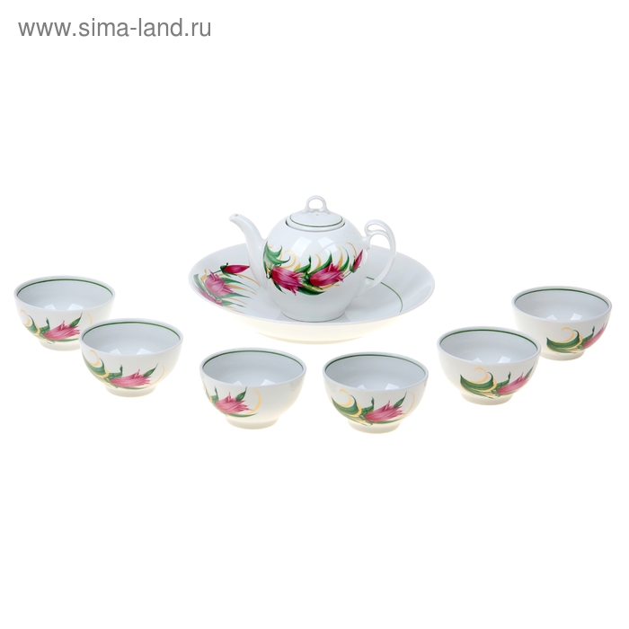 Набор чайный "Колокольчики", 8 предметов: чайник, блюдо, 6 пиал 250 мл - Фото 1
