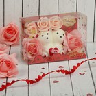 Мишки с цветами в коробке "С любовью" 5 коралловых роз - Фото 1