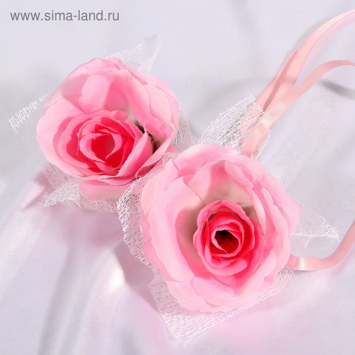 Набор нежно-розовых роз для украшения свадебного авто - Фото 1