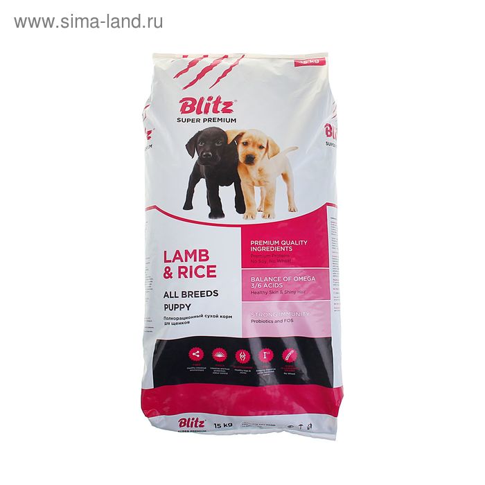 Сухой корм Blitz Lamb&Rice Puppy для щенков, 15 кг. - Фото 1