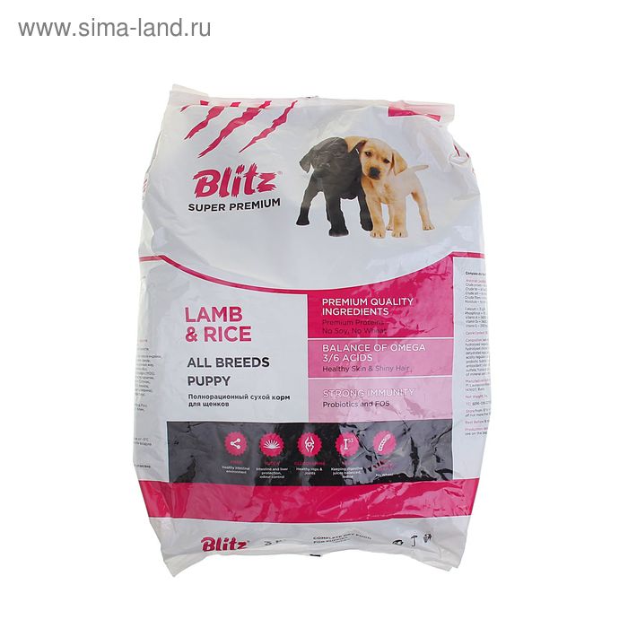 Сухой корм Blitz Lamb&Rice Puppy для щенков, 3 кг. - Фото 1