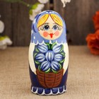 Матрёшка «Цветы в корзинке», голубой платок, 5 кукольная, 10 см, микс - Фото 3