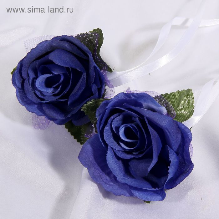Набор синих роз для украшения свадебного авто - Фото 1