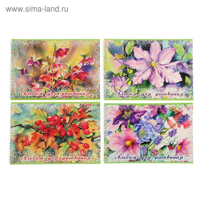 Альбом для рисования А4, 40 листов на гребне Aguarelle de fleur, блок - офсет 100г/м2 - Фото 1