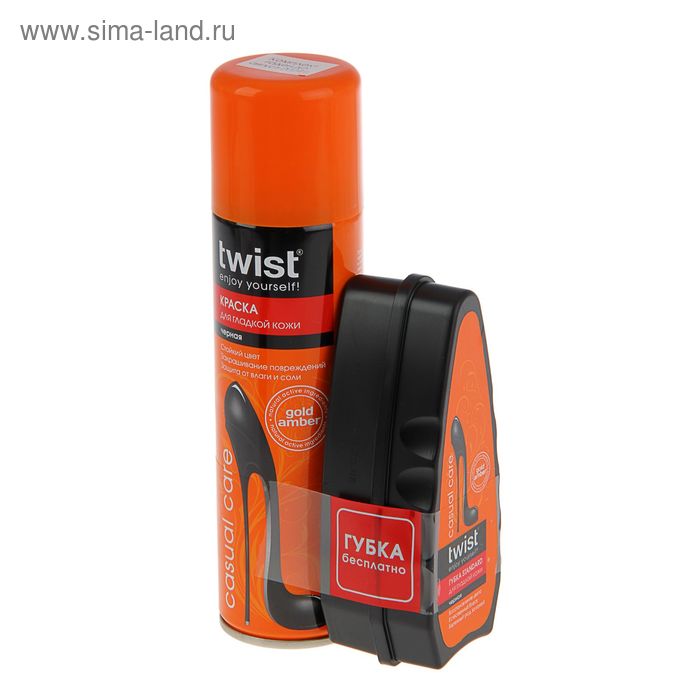 Краска для кожи Twist черная + губка - Фото 1