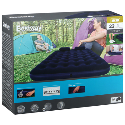 Матрас надувной Pavillo, 203×152×22 см, ручной насос, 2 подушки, 67374 Bestway