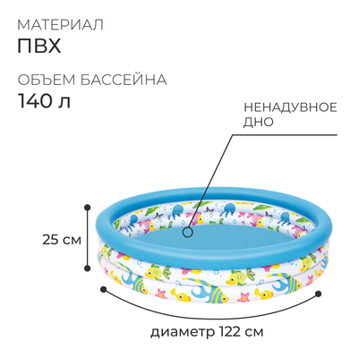 Бассейн надувной, 122×25 см, от 2 лет, МИКС, 51009/51226 Bestway