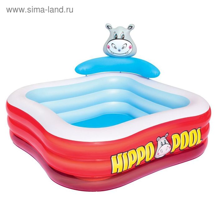 Бассейн надувной игровой, "Гиппопотам", с распылителем, 201 х 201 х 91 см, от 3 лет - Фото 1