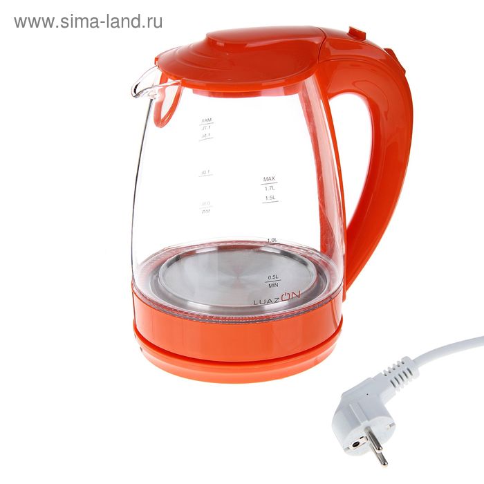 Чайник электрический Luazon LSK-1706, 1.7 л, 2200 Вт, оранжевый - Фото 1