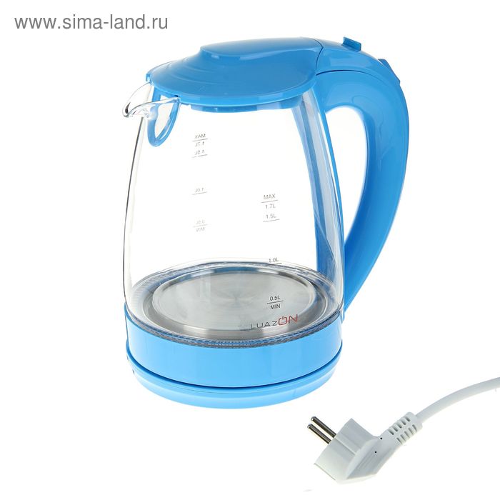 Чайник электрический Luazon LSK-1704, 1.7 л, 2200 Вт, синий - Фото 1