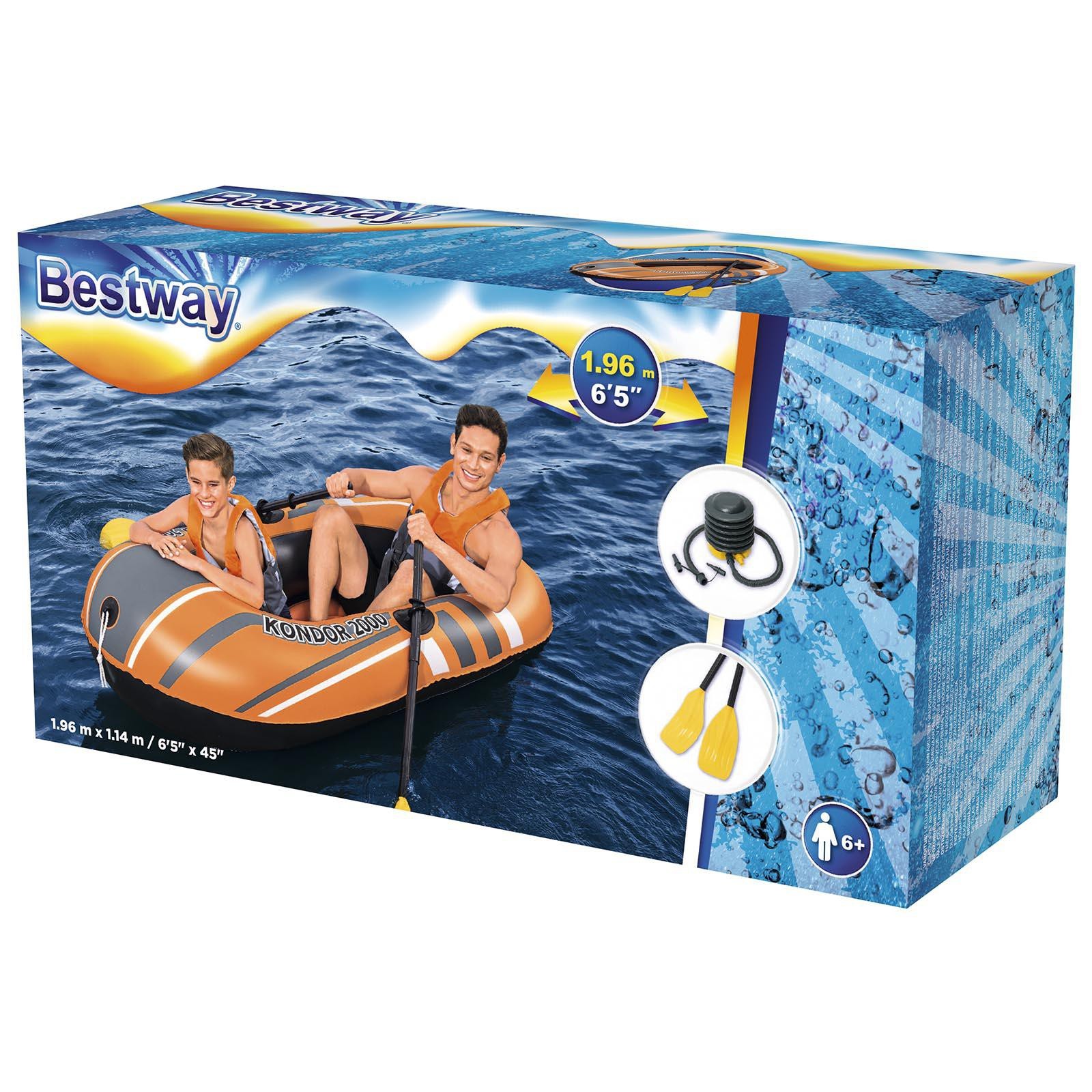 Лодка Kondor 2000, 2-местная, 196 х 114 см, вёсла 124 см, насос, до 95 ...