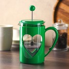 Чайник заварочный френч - пресс Доляна «Комплимент», 800 мл, стекло, цвет зелёный - фото 8447916
