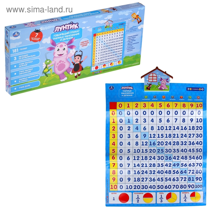Электронный плакат "Таблица умножения и деления. Учимся с Лунтиком" - Фото 1