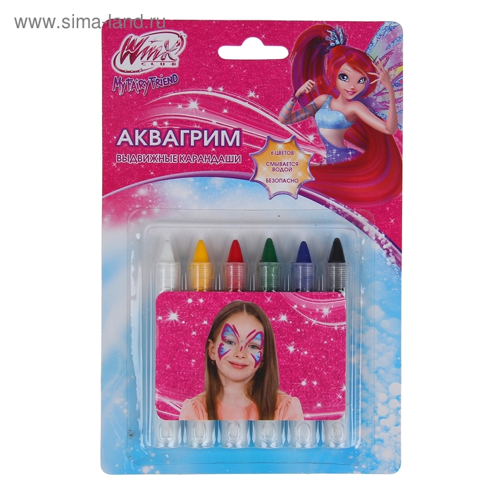 Аквагрим карандаши "Winx", 6 цветов - Фото 1