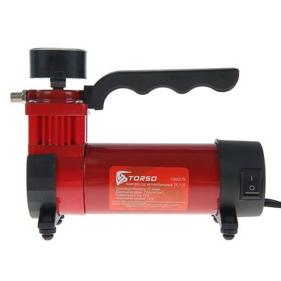 Компрессор автомобильный TORSO TK-115, 12 А, 27 л/мин, провод 3 м, шланг 1 м