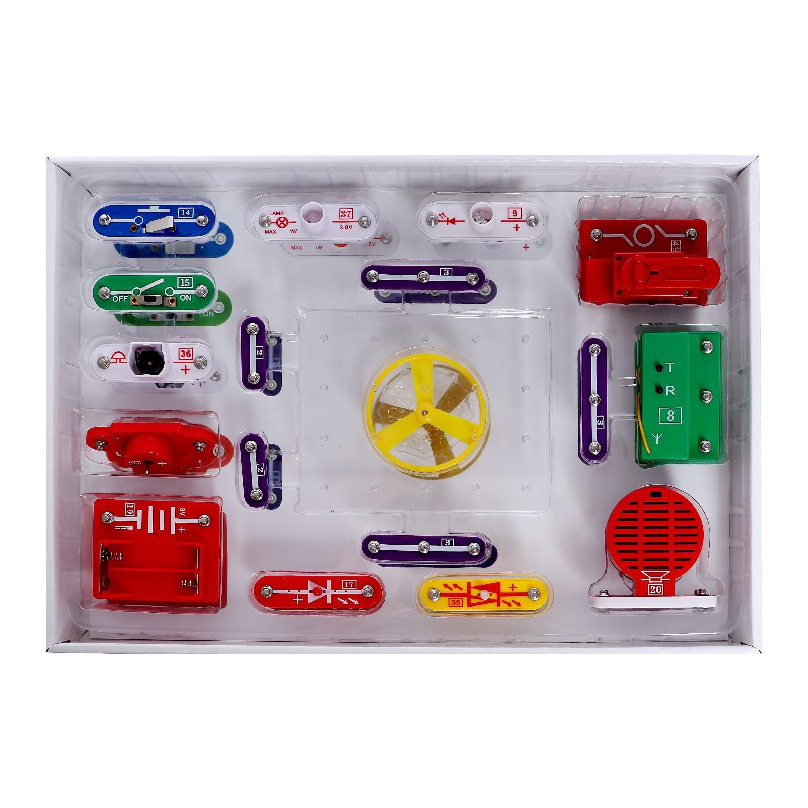 Конструктор электронный "Эврики", 58 схем, 18 элементов, работает от батареек -