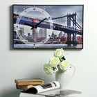 Часы-картина настенные, интерьерные "Бруклинский Мост", плавный ход, 57 х 35 х 4 см - фото 8270267