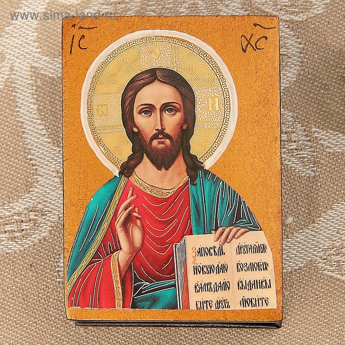 Шкатулка с иконой «Иисус», лаковая миниатюра, 6х4х3 см - Фото 1