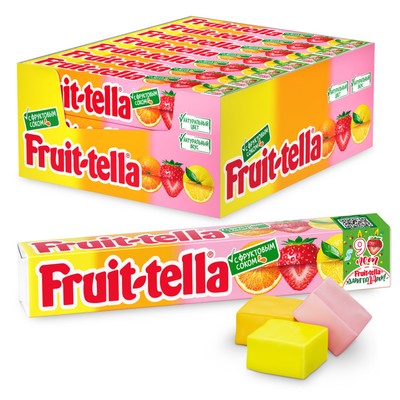 Жевательная конфета Fruittella, "Ассорти", с натуральным соком, 42,5 г