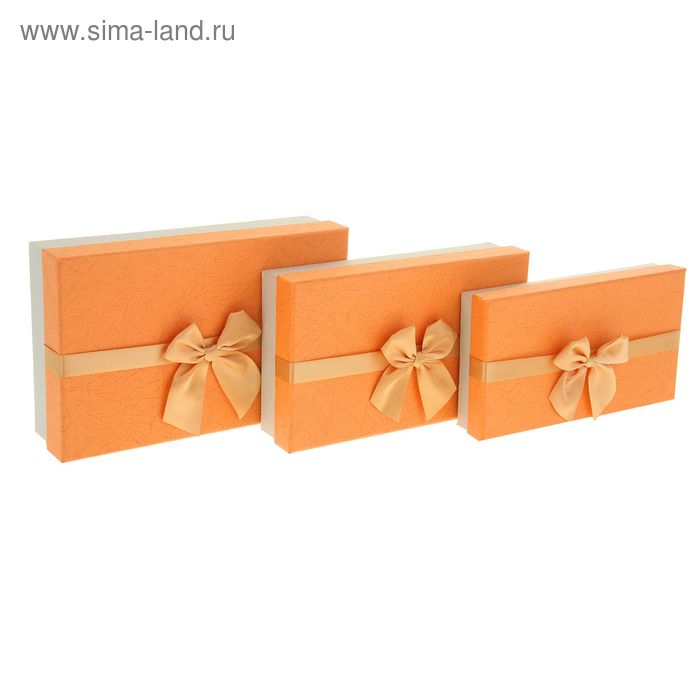 Набор коробок 3 в 1 "Бант", оранжевый, 27,5 х 17,5 х 7 - 23,5 х 13,5 х 4 см - Фото 1