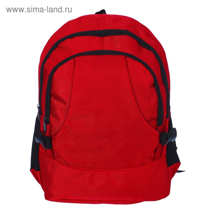 Рюкзак молодёжный "Люкс", 1 отдел, 3 наружных кармана, 2 боковых кармана, красный - Фото 1
