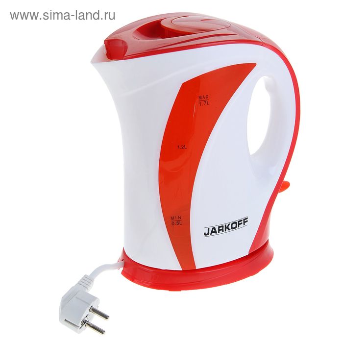 Чайник электрический Jarkoff JK-918R, 1.7 л, 2200 Вт, бело-красный - Фото 1