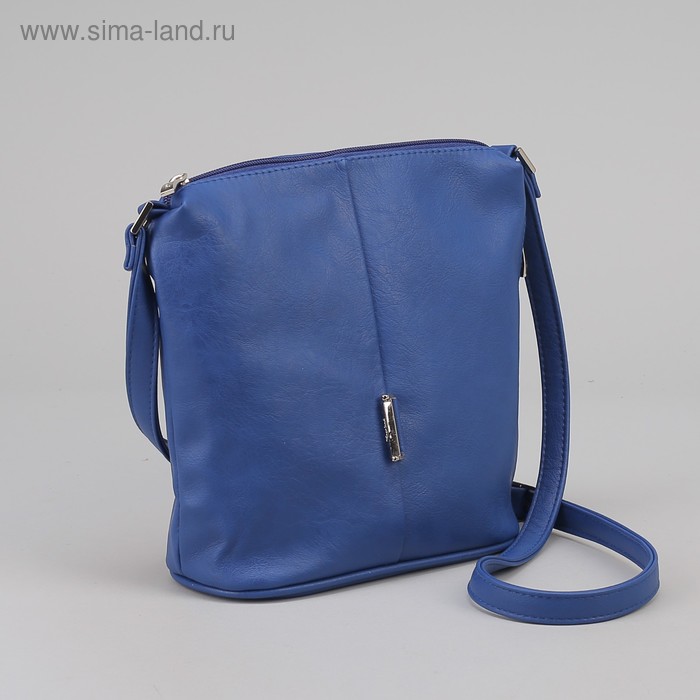 Сумка женская на молнии, 1 отдел, наружный карман, цвет синий - Фото 1