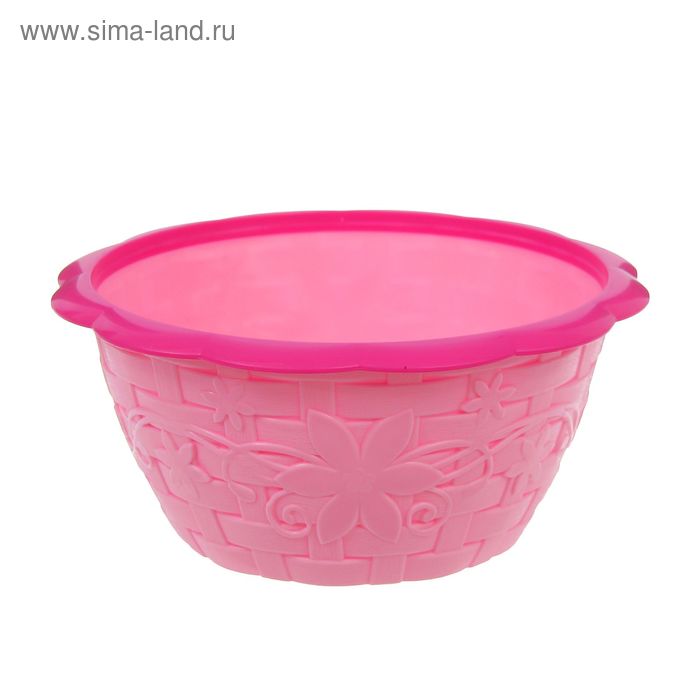 Салатник с ободком 1,2 л «Плетёнка», цвет розовый - Фото 1