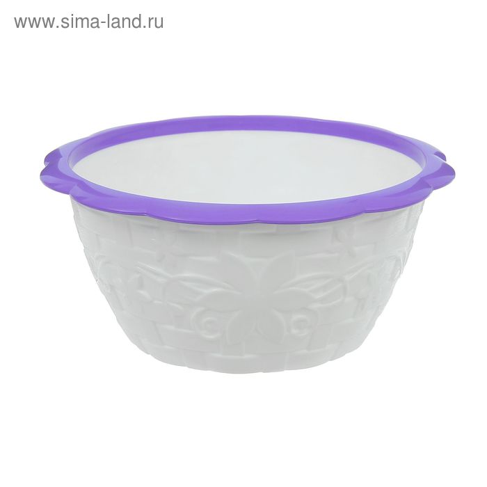 Салатник с ободком 1,2 л «Плетёнка», цвет бело-фиолетовый - Фото 1