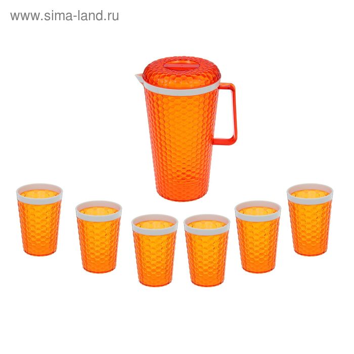 Набор питьевой «Мозаика», 7 предметов: Кувшин 2,5 л и 6 стаканов, цвет оранжевый - Фото 1