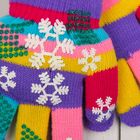 Перчатки детские двуслойные Collorista "Снежинки", размер 16 (р-р произв. 13), цвет фиолетовый - Фото 2