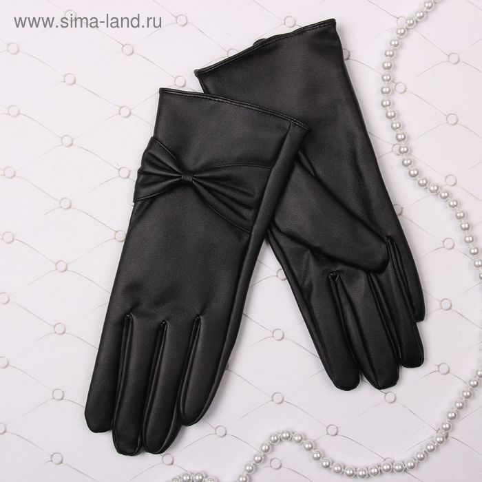 Перчатки женские Collorista "Бант", размер 9, M, цвет чёрный - Фото 1