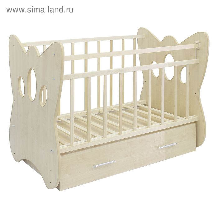 Детская кроватка Vanessa на маятнике, с ящиком, цвет клён - Фото 1