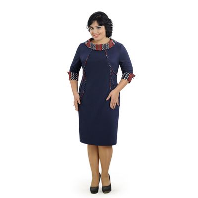 Платье женское, цвет тёмно-синий/принт, размер 52