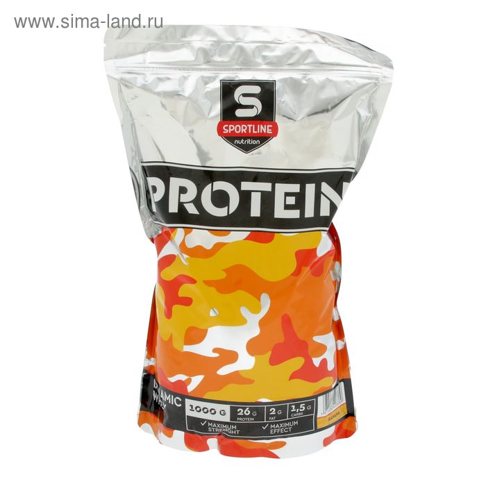 Протеин Sportline Dynamic Whey Protein, банан, спортивное питание, 1000 г - Фото 1