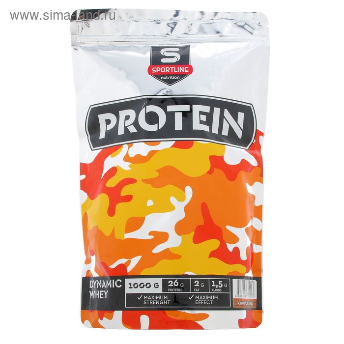 Протеин SportLine Dynamic Whey Protein, шоколад, спортивное питание, 1 кг - Фото 1