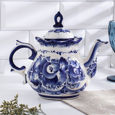 Чайник фарфор гжель «Анемон», 1 л