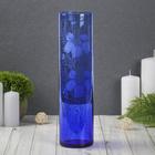 ваза "Цилиндр" d 80*h 300 мм. из синего стекла (ручная роспись) рис. № 7 (Бел.) - Фото 2