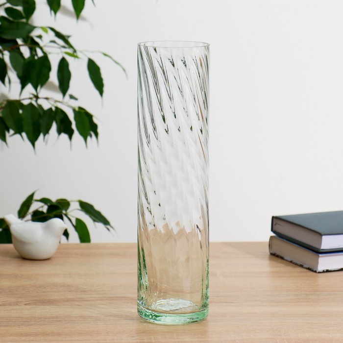 ваза "Цилиндр" риф. d-80, h-300 мм. 1,35л  из прозрачного стекла (без декора) - Фото 1