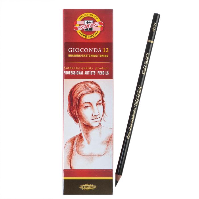 Карандаш художественный чернографитный 4.2 мм, Koh-I-Noor GIOCONDA SILKY 8815 HB, чёрный, L=175 мм - Фото 1