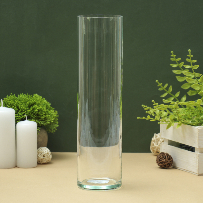 ваза &quot;Цилиндр&quot; d-80, h-300 мм. V=1,35л, толщ.ст=3,5мм  из прозрачного стекла (без декора)